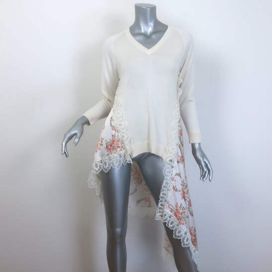 e*i様 Simone Rocha x  パール装飾ニットセーター Simone Rocha Asymmetric Knit & Lace-Trim Satin Sweater Cream Size