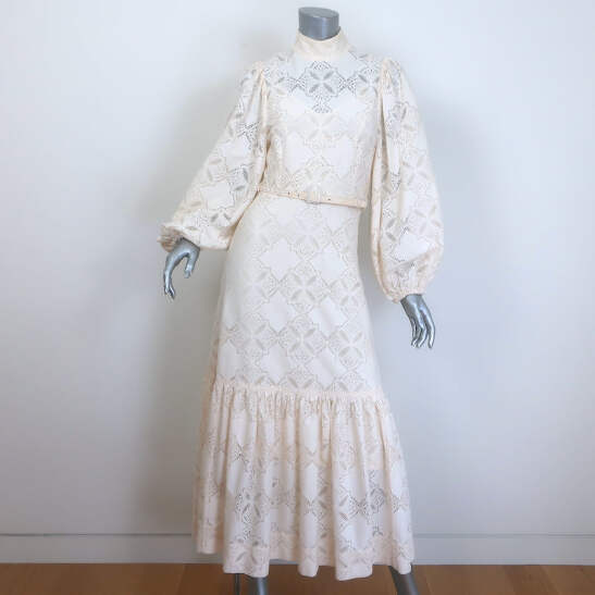 zimmermann rhythmic halter midi dress Lace High Neck Belted Ivory Size 0 L/12