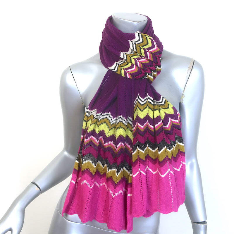 Buyu Missoni x Target Zig Zag Pointelle Knit Scarf Purple/Pink Wool