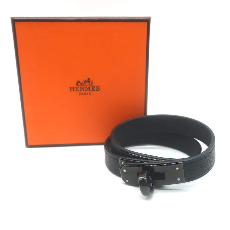 HERMES Kelly Double Tour ブレスレット ブラック Hermes Kelly Double Tour So Black Bracelet Black Leather Size