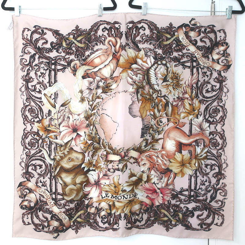 Dior ミッツァ スカーフ Le Monde Christian Dior Le Monde 90 Square Scarf Blush Silk Twill NEW | eBay