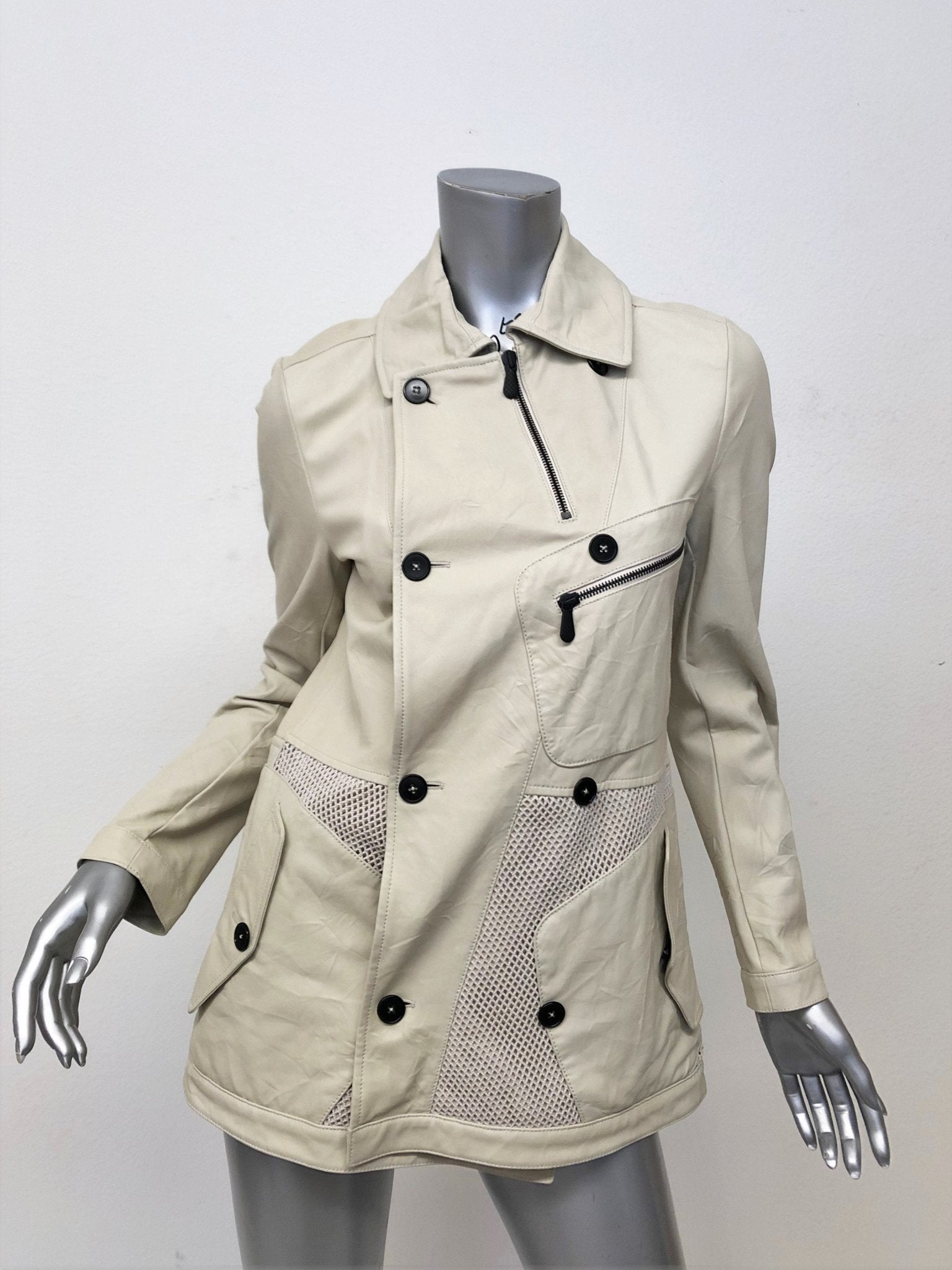 white mesh trench coat