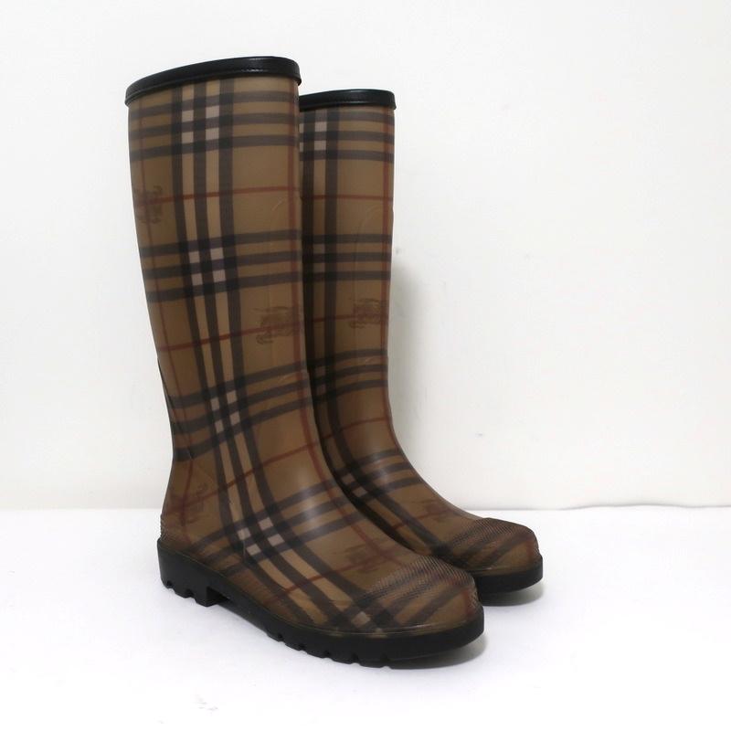 burberry check rain boots