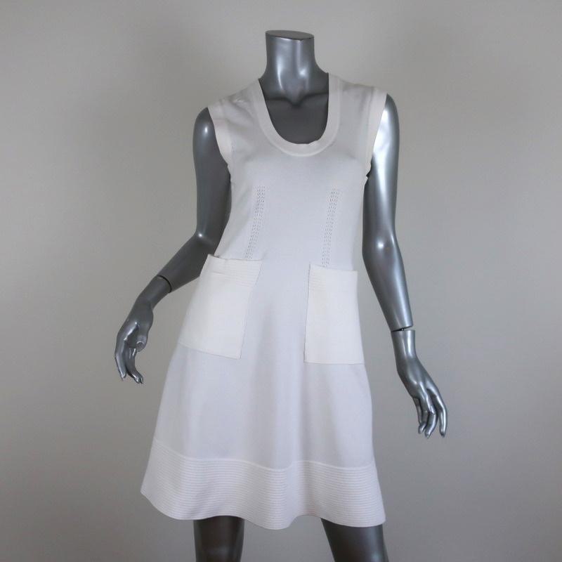 Balenciaga Dress White Stretch Knit Size 40 Sleeveless Scoop