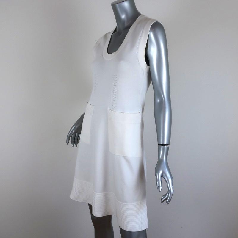 Balenciaga Dress White Stretch Knit Size 40 Sleeveless Scoop