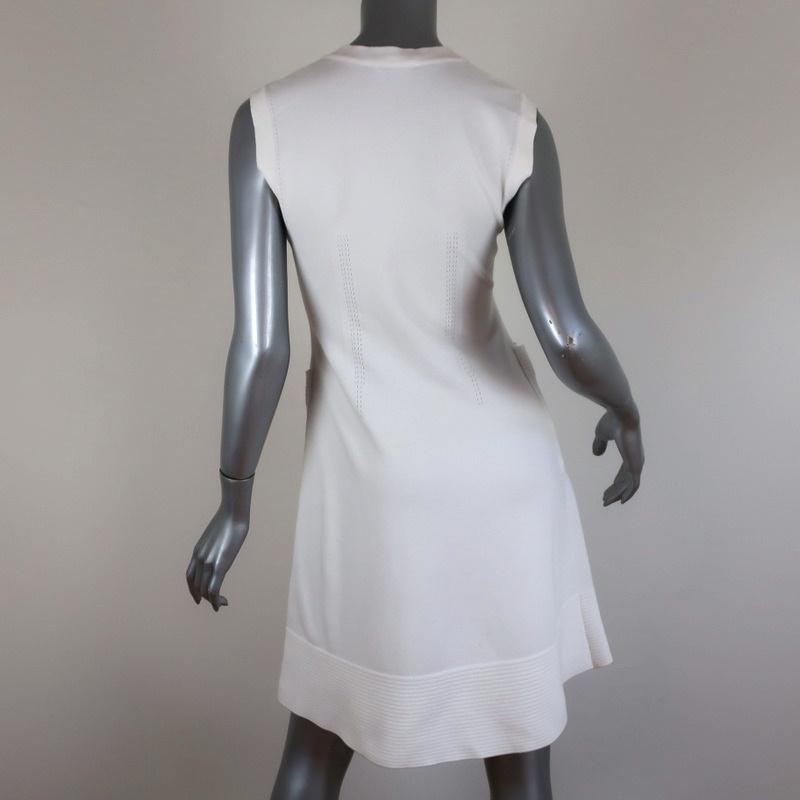 Balenciaga Dress White Stretch Knit Size 40 Sleeveless Scoop