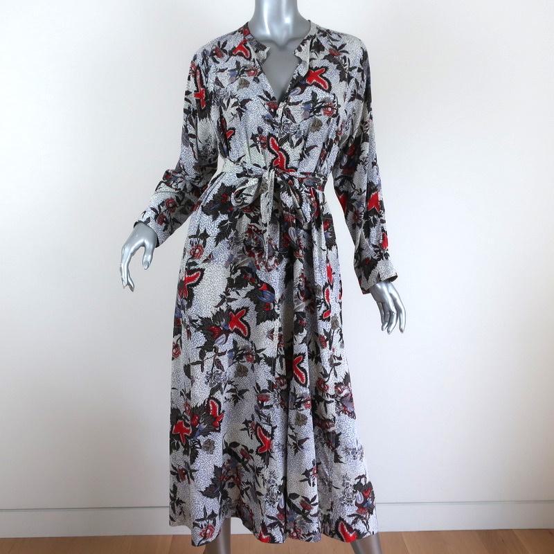 knee length dresses for ladies Isabel Marant Metallic Printed Silk Midi Dress – Runway Catalog