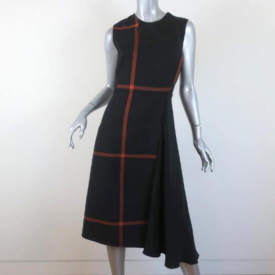 3.1 Phillip Lim Dress Black Windowpane Check Wool & Silk