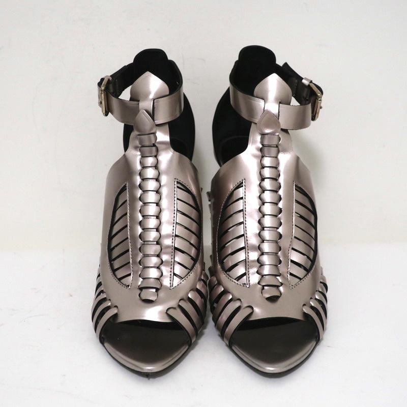 Proenza Schouler Sandals Silver Metallic Woven Leather Size