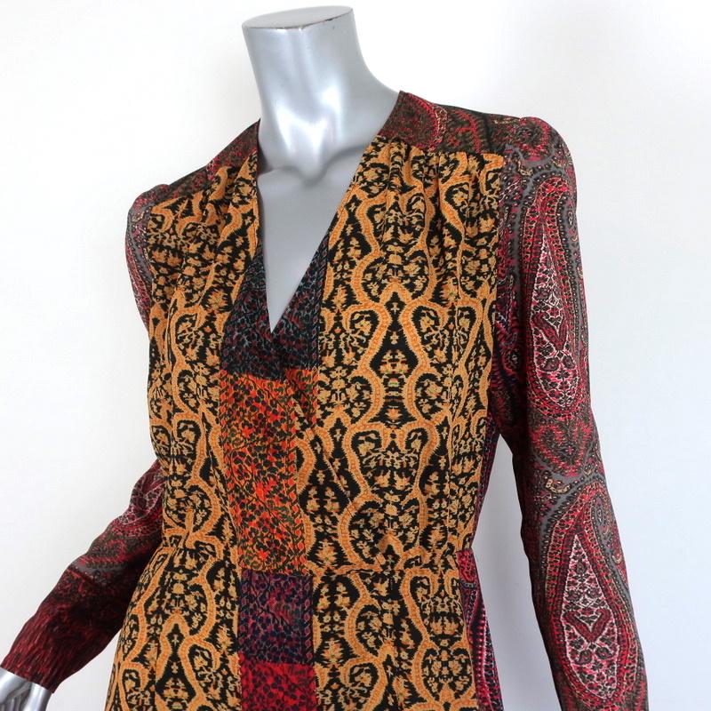 Etro Midi Dress Paisley Print Stretch Crepe Size 44 Long