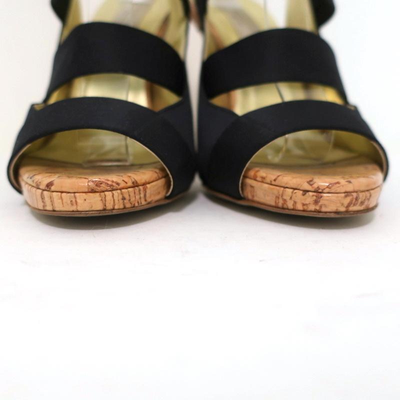 Stella McCartney Cage Sandals Black Satin & Cork Size 37