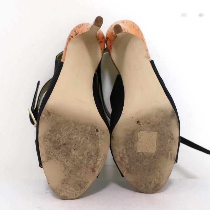 Stella McCartney Cage Sandals Black Satin & Cork Size 37