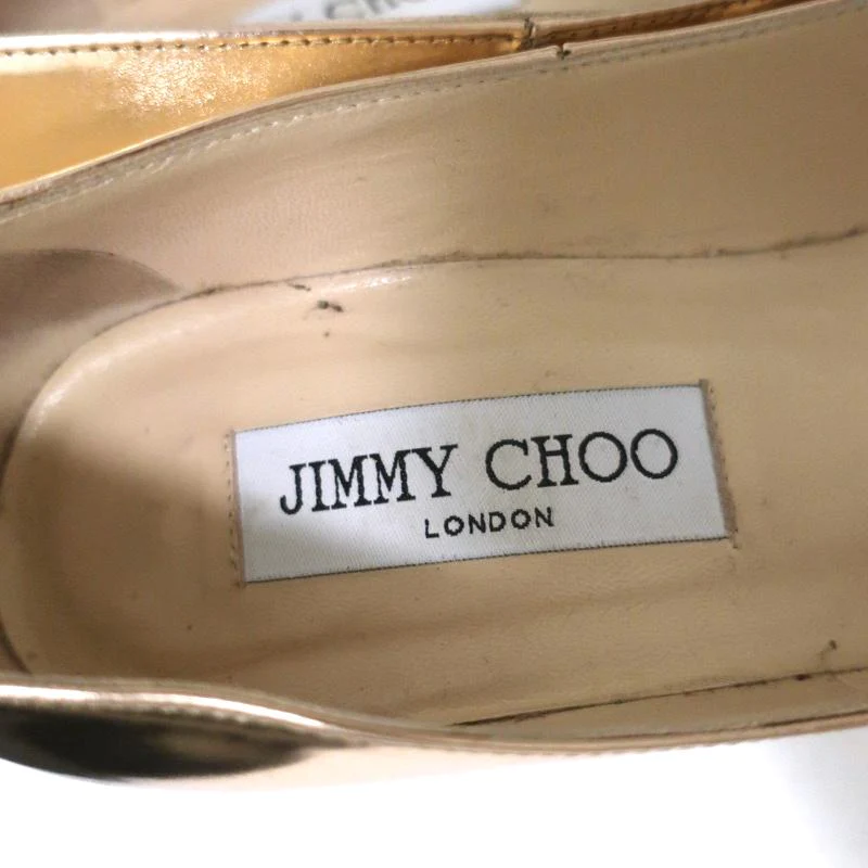 Jimmy Choo Abel Pumps Rose Gold Mirrored Leather Size 36.5 Pointed