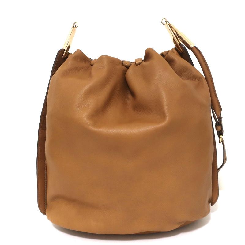 ショルダーバッグ・ポシェット SALVATORE FERRAGAMO BUCKET BAG Salvatore Ferragamo Bucket Bag Brown Leather Large
