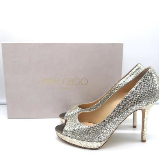 JIMMY CHOO GLITTER FABRIC CHAMPAGNE 35