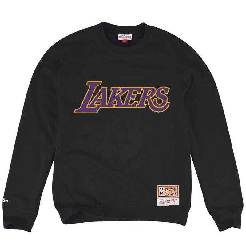 Los Angeles Lakers Mitchell Ness Nba Team Wordmark Crew Jumper Black Ebay