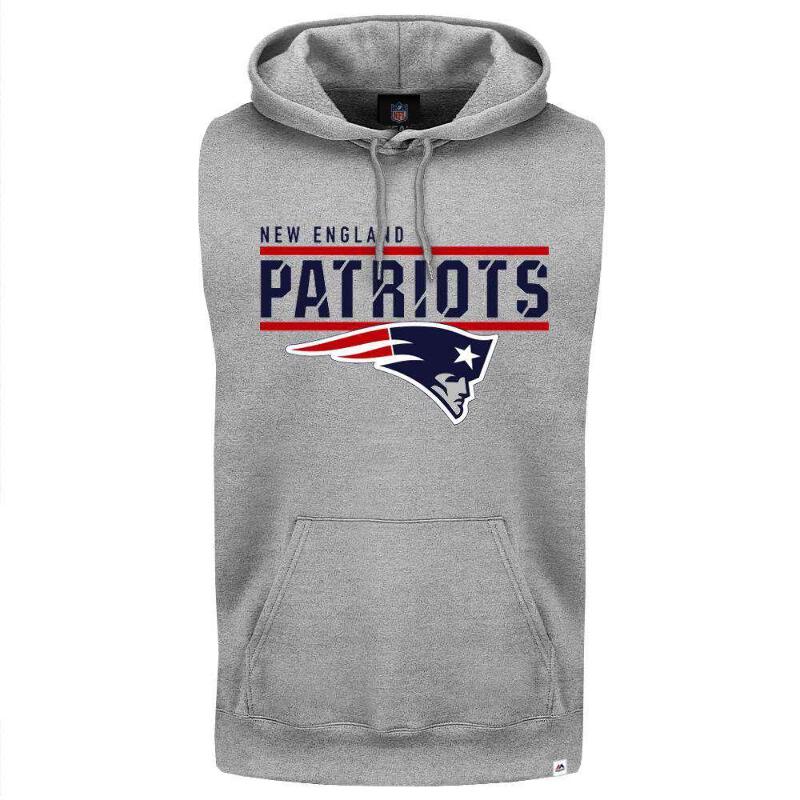 New England Patriots Majestic Nfl Team Flex Sleeveless Hoodie Jumper Grey Ebay