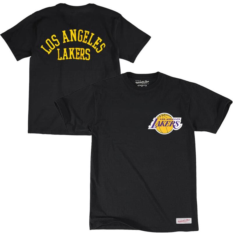 Los Angeles Lakers Mitchell Ness Nba Arch Wordmark T Shirt Black Ebay
