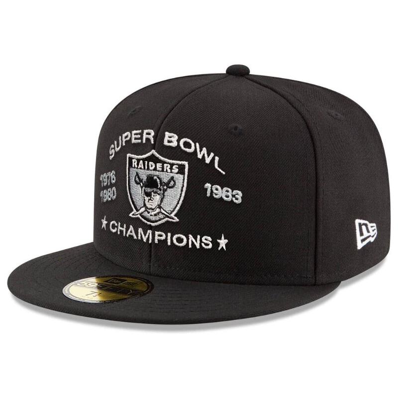 Las Vegas Raiders New Era Nfl Champions History 59fifty Fitted Hat Black Ebay