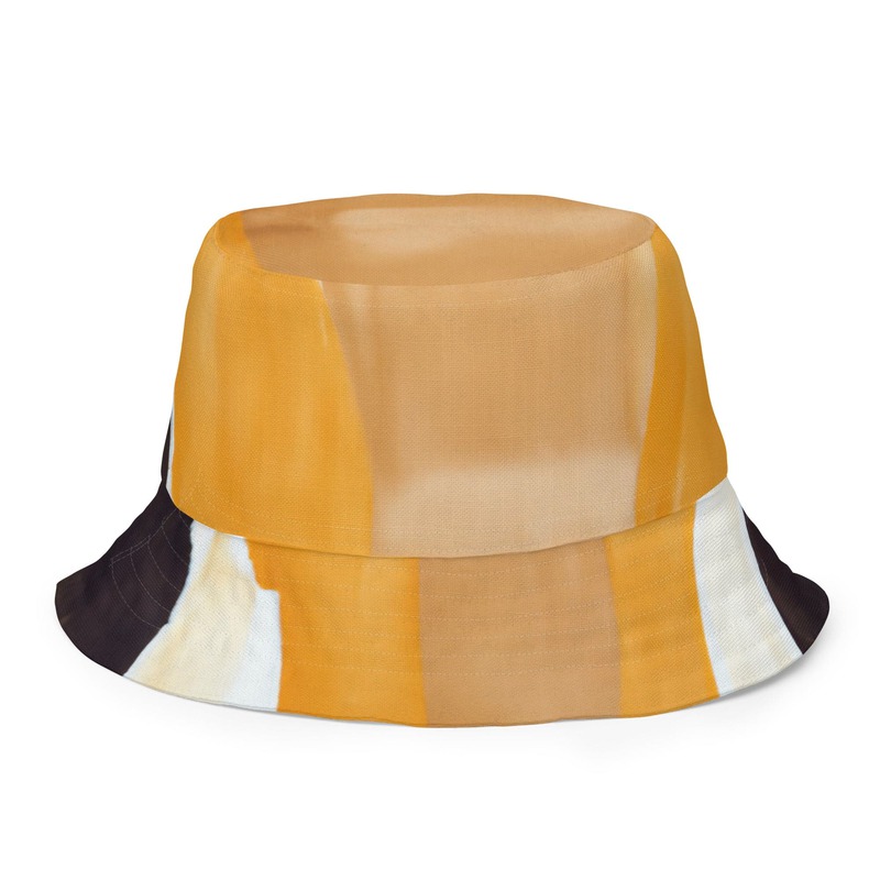 Reversible Bucket Hat Yellow Brown Abstract Pattern | eBay display picture 2