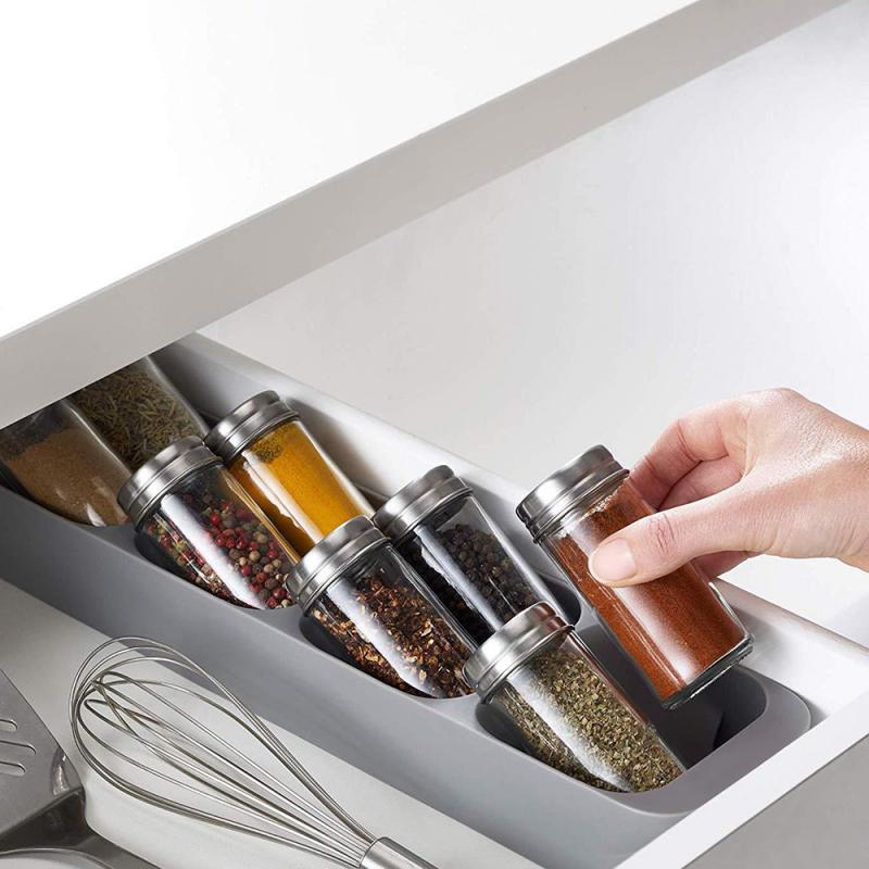 Food Grade Pp Kitchen Drawer Organizer Tray Spice Jar Storage Box