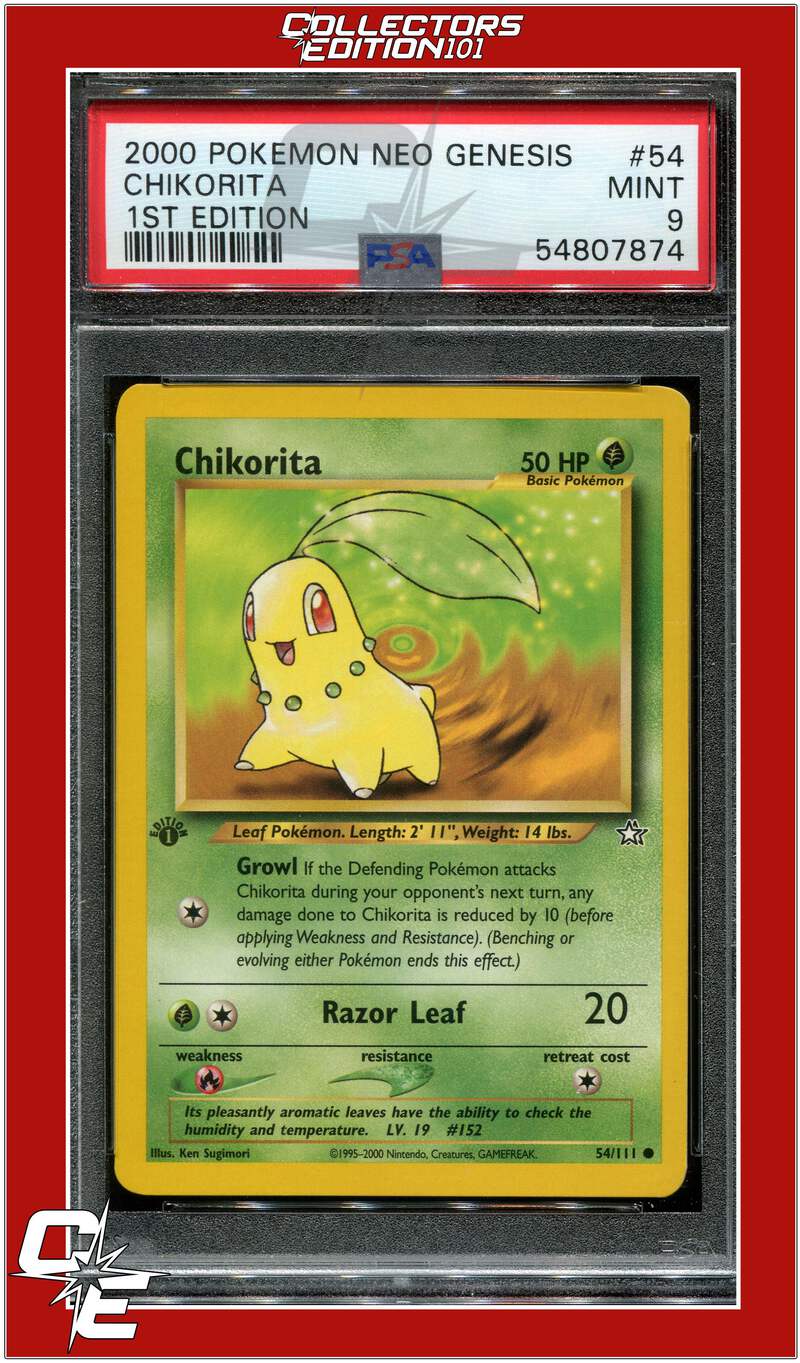 Neo Genesis 54 Chikorita 1st Edition PSA 9 | eBay