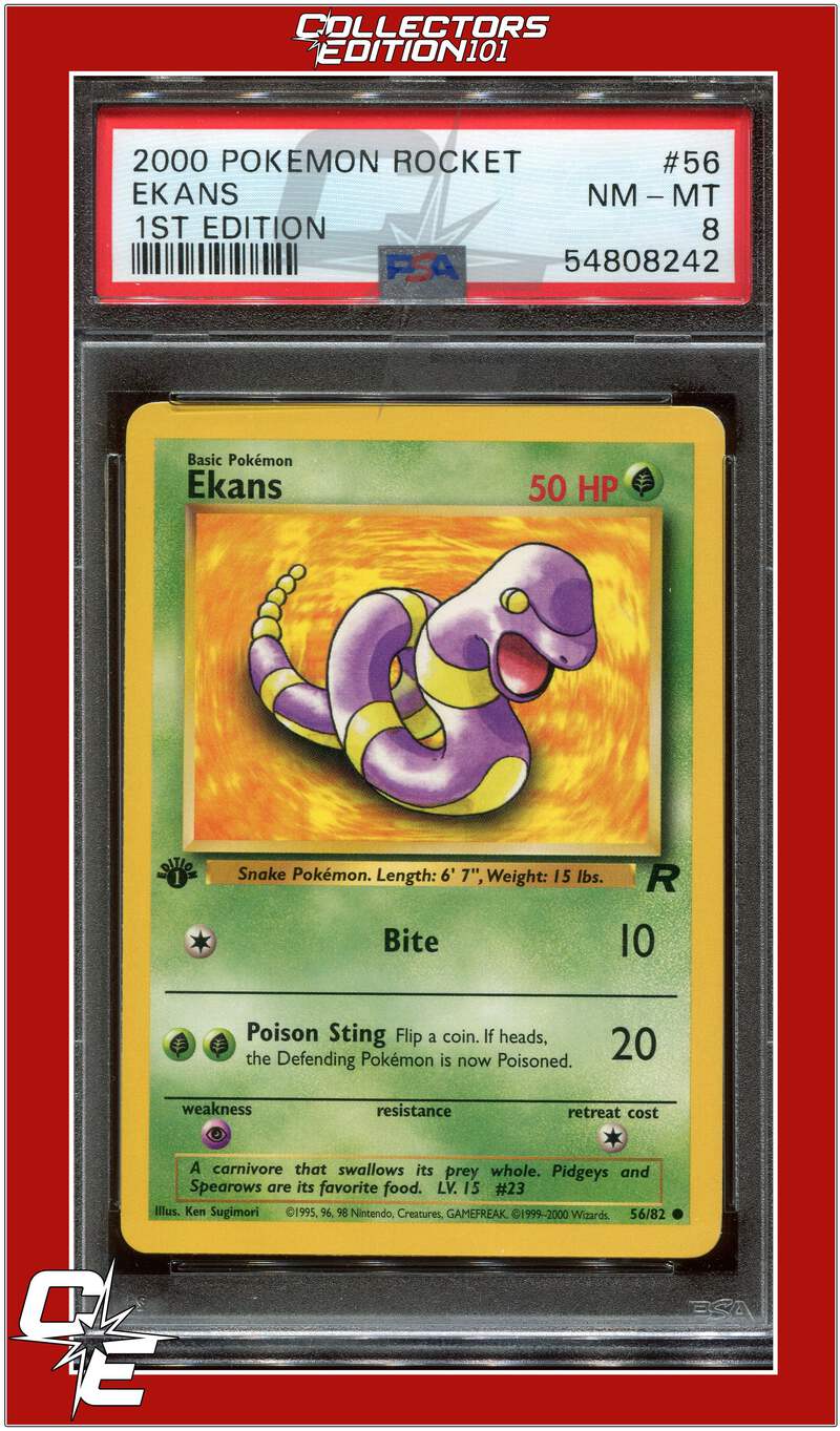 ekans first edition pokemon card - (46) - Fossil (1st Edition) - Trading - Collectible Card variation to centering Ekans - EX Sandstorm -