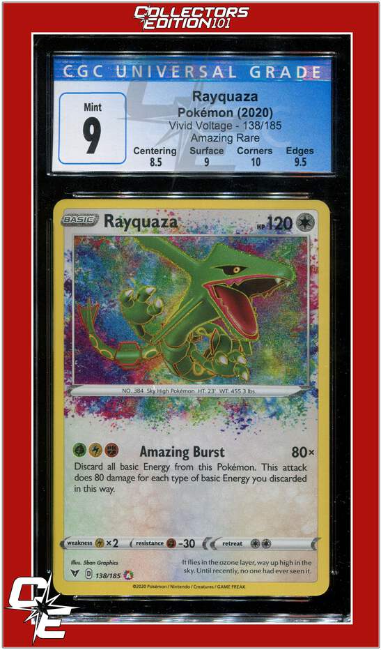 Vivid Voltage 138 Rayquaza Amazing Rare CGC 9 - Subgrades | eBay