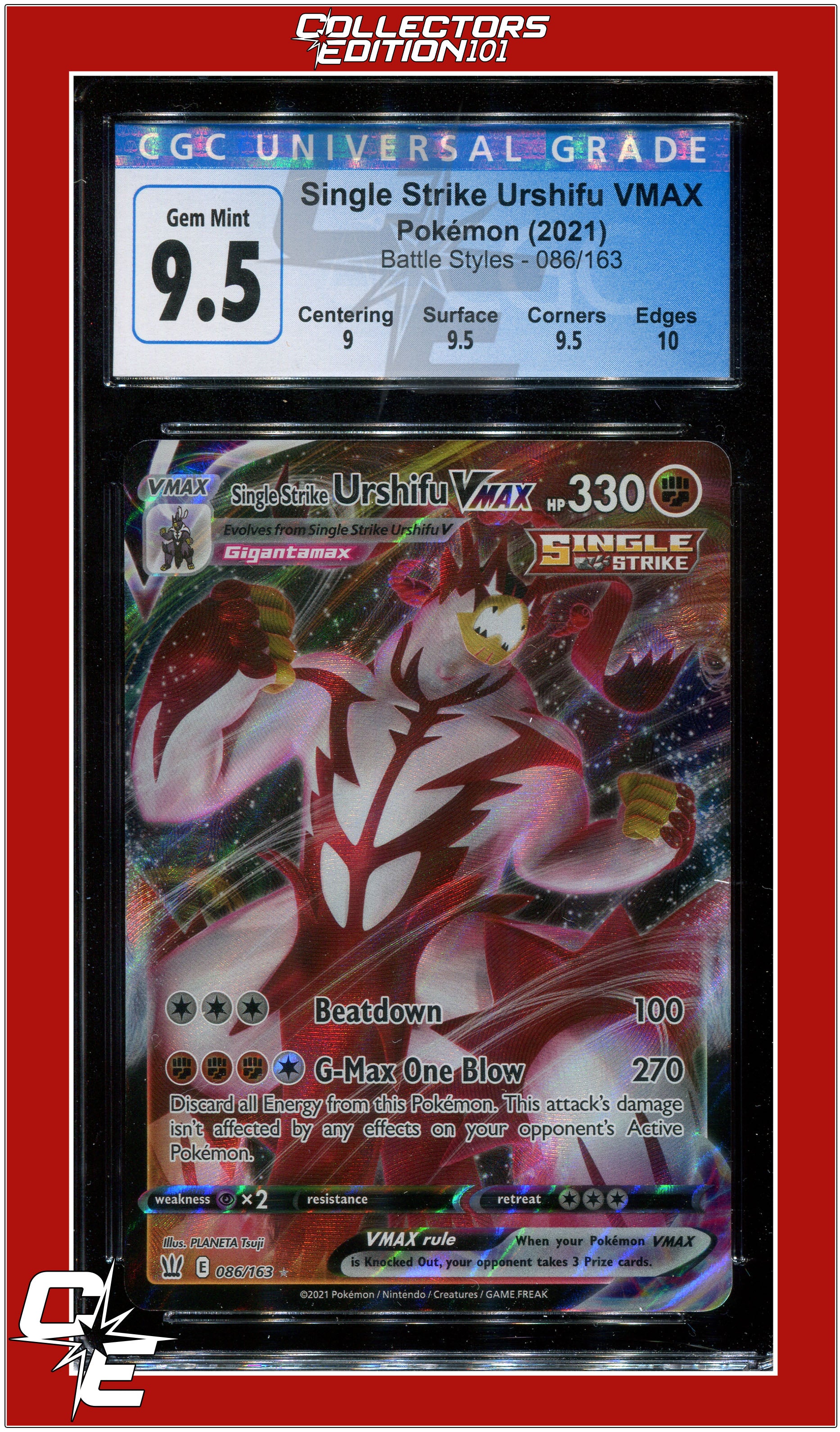 Battle Styles 86 Single Strike Urshifu VMAX CGC 9.5 - Subgrades | eBay