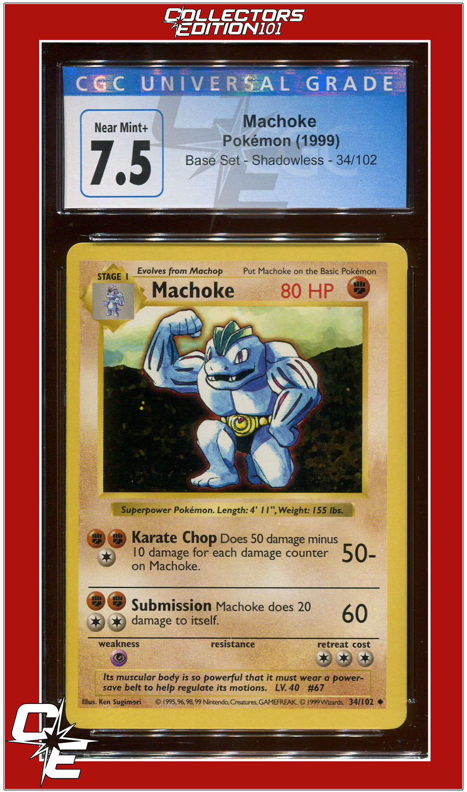 Base Set 34 Machoke Shadowless CGC 7.5 | eBay