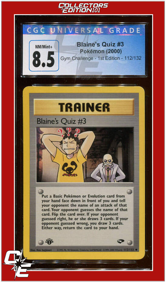 Gym Challenge 112 Blaine's Quiz #3 1st Edition CGC 8.5 | eBay