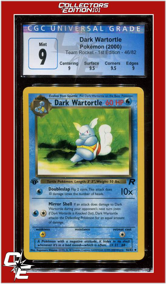 Team Rocket 46 Dark Wartortle 1st Edition CGC 9 - Subgrades | eBay