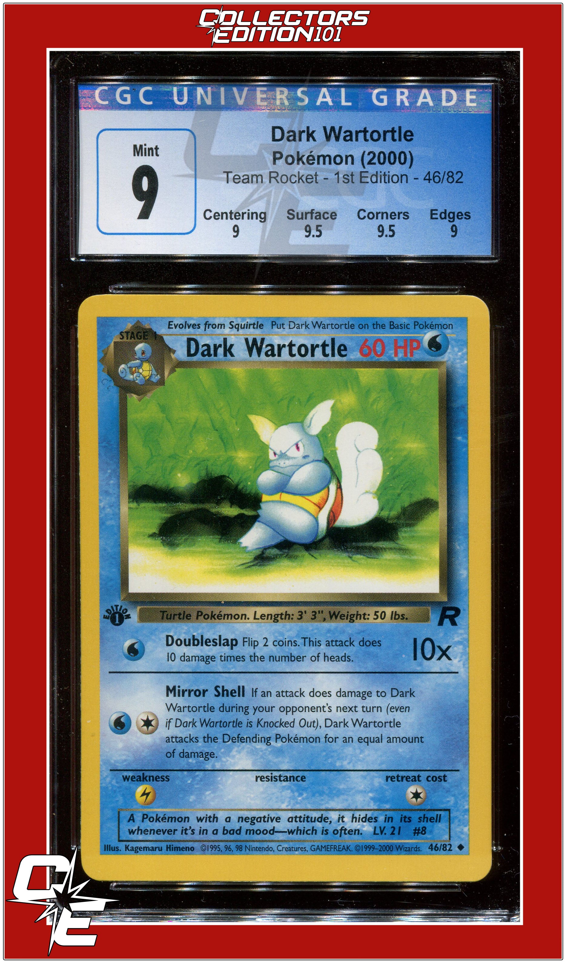 Team Rocket 46 Dark Wartortle 1st Edition CGC 9 - Subgrades | eBay