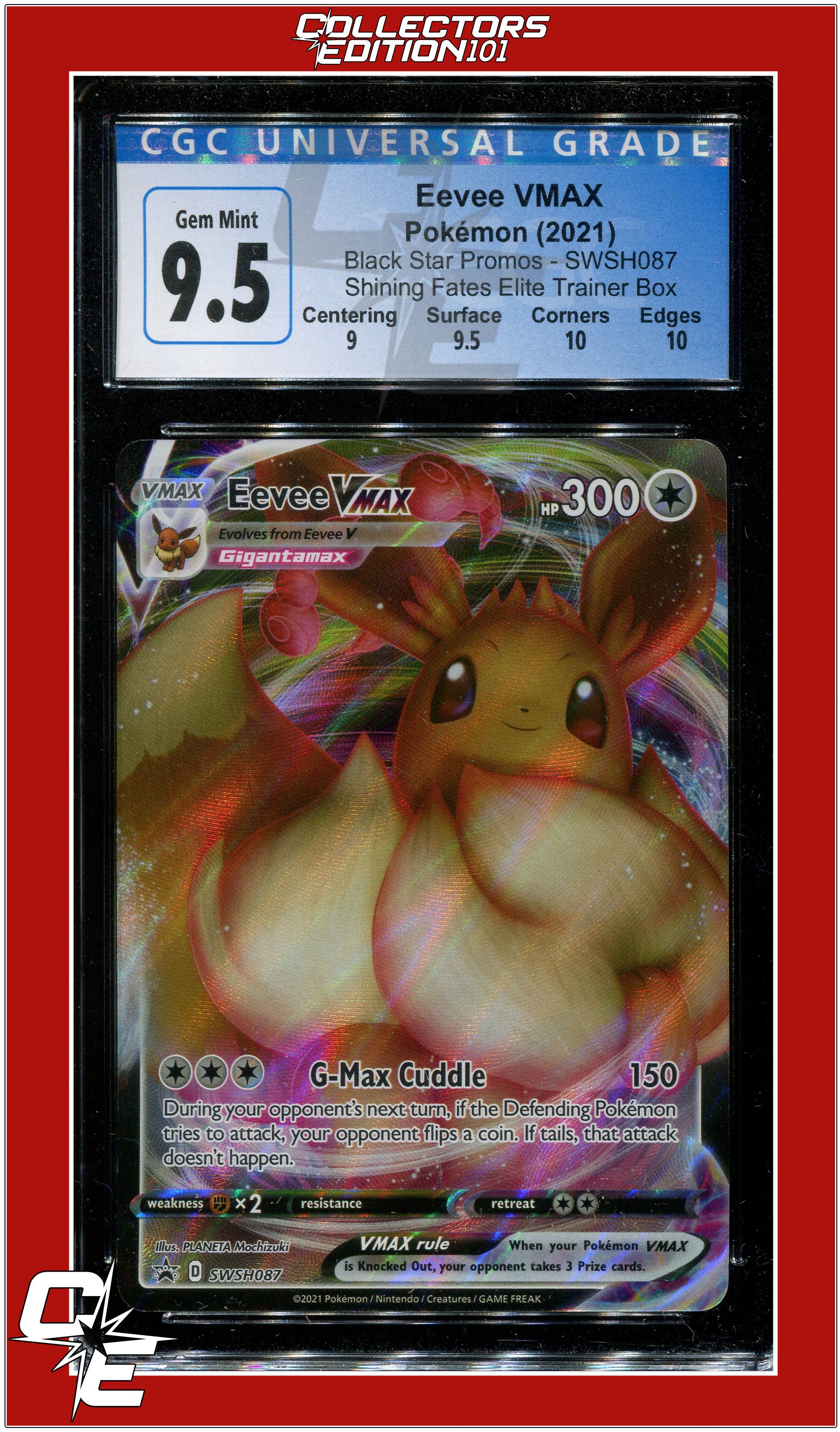 SWSH Black Star Promo 087 Full Art Eevee VMAX CGC 9.5 - Subgrades
