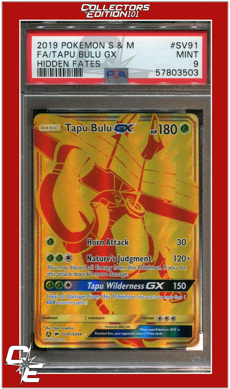Hidden Fates SV91 Full Art Tapu Bulu GX PSA 9 | eBay