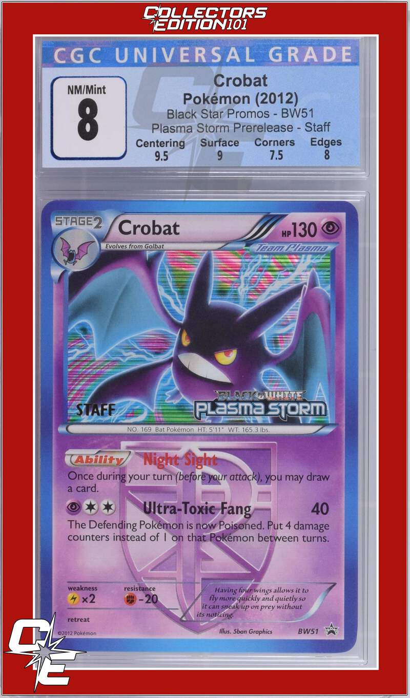 BW Black Star Promo Crobat BW51 Plasma Storm Prerelease STAFF CGC