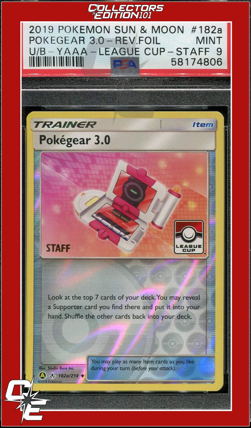 Unbroken Bonds 182a Pokegear 3.0 Reverse Holo League Cup STAFF PSA