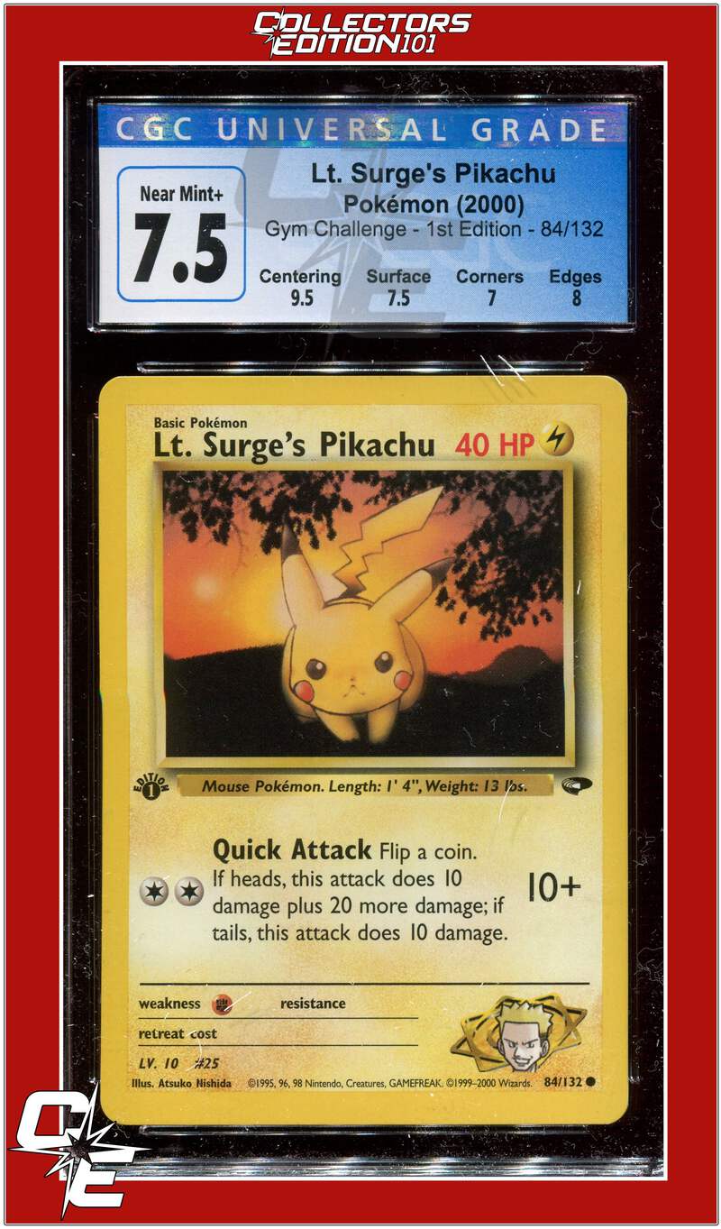 Gym Challenge 84 Lt. Surge's Pikachu 1st Edition CGC 7.5