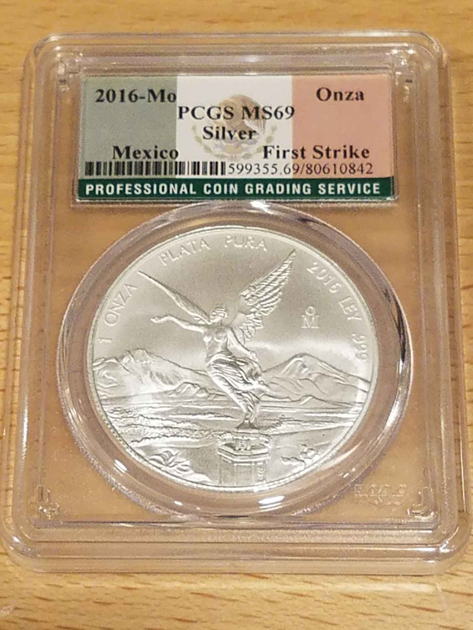 Flag Label First Strike 2019 Mexico 1oz Silver Onza Libertad PCGS MS69