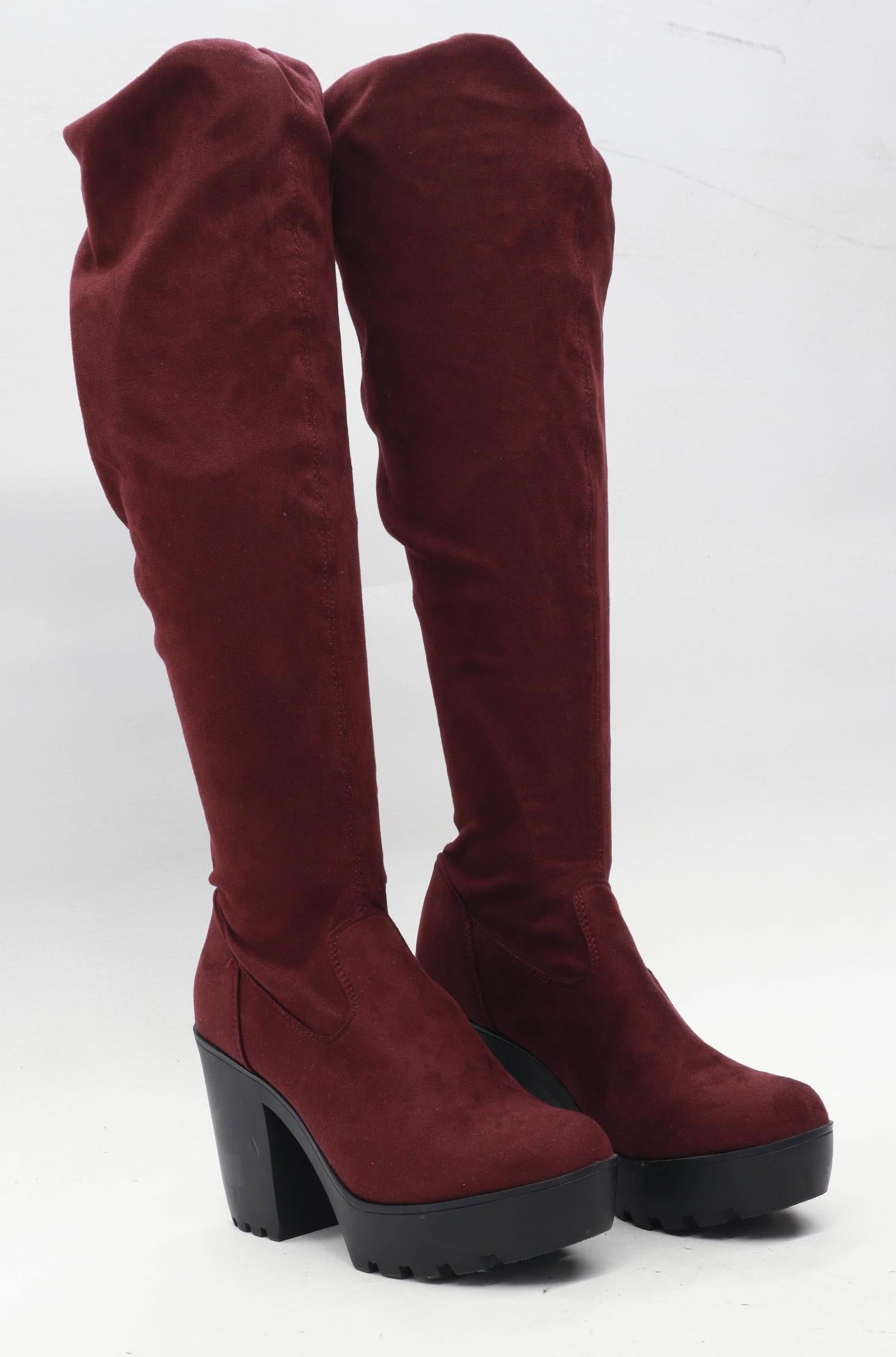 thigh high boots no heel cheap