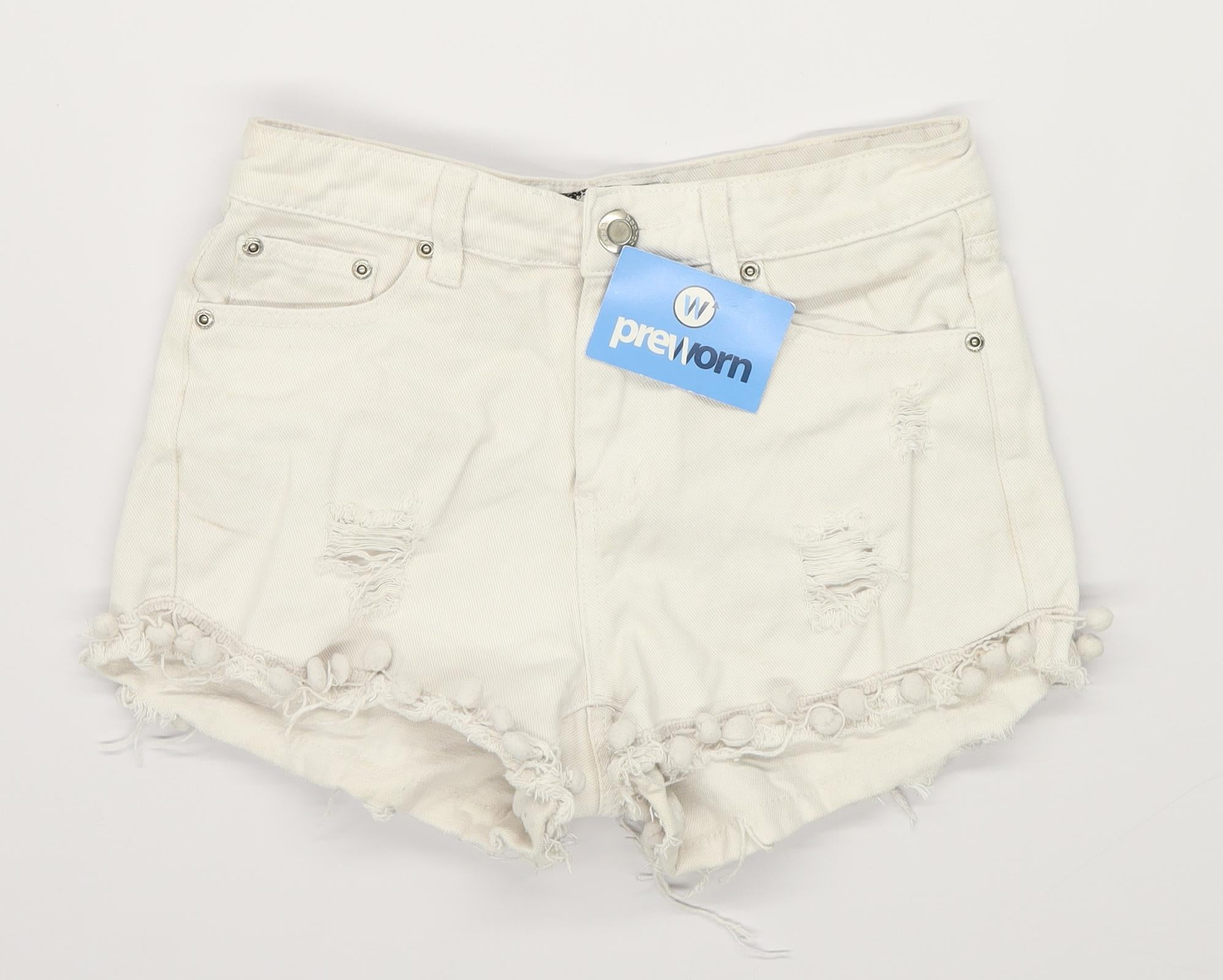 boohoo white denim shorts