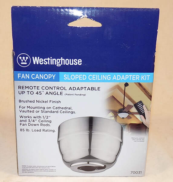 Details About New Westinghouse Brushed Nickel Fan Canopy Sloped Ceiling Adapter Kit 70031