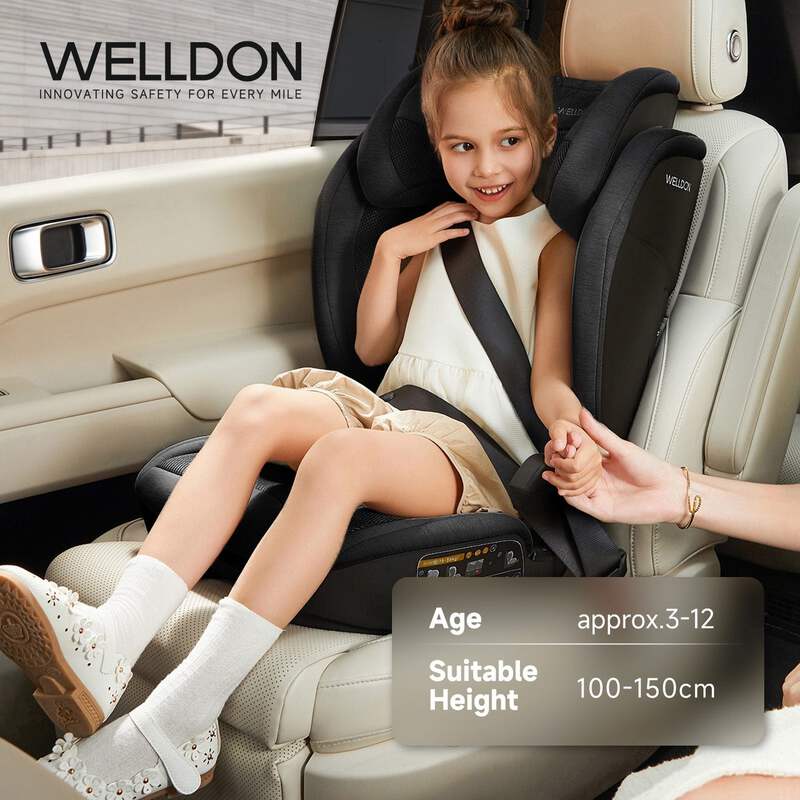 Welldon Cocoon Travel 2 High Back Booster Car Seat – Ebony Black