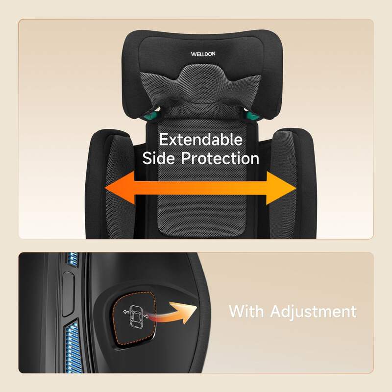 Welldon Cocoon Travel 2 High Back Booster Car Seat – Ebony Black
