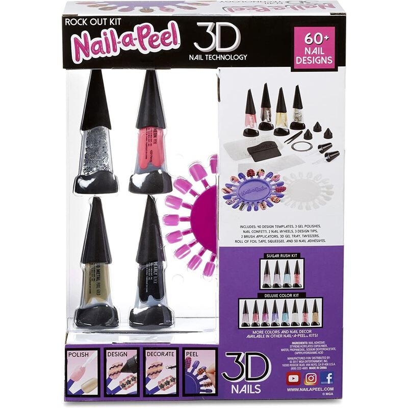 MGA Nail-a-Peel 3D Manicure Theme Sugar Rush Rock Out Kits w/ 50+ Designs, Girly
