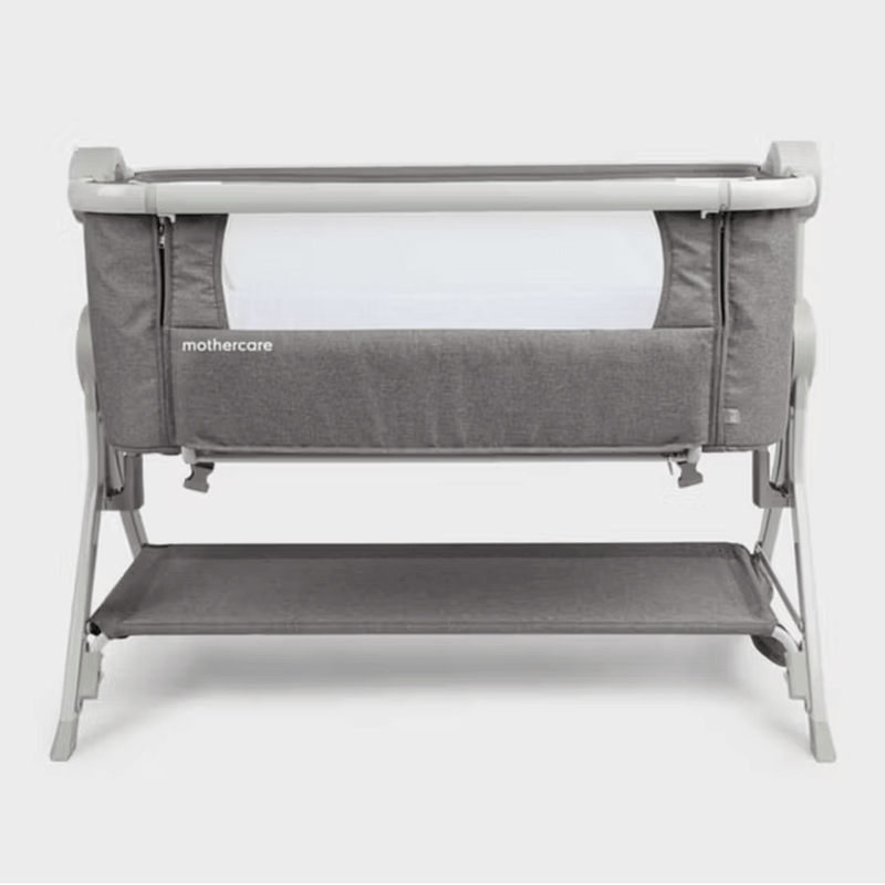 Mothercare Co Sleeper Crib Bedside Baby Standard Folding Portable w/Stand - Grey