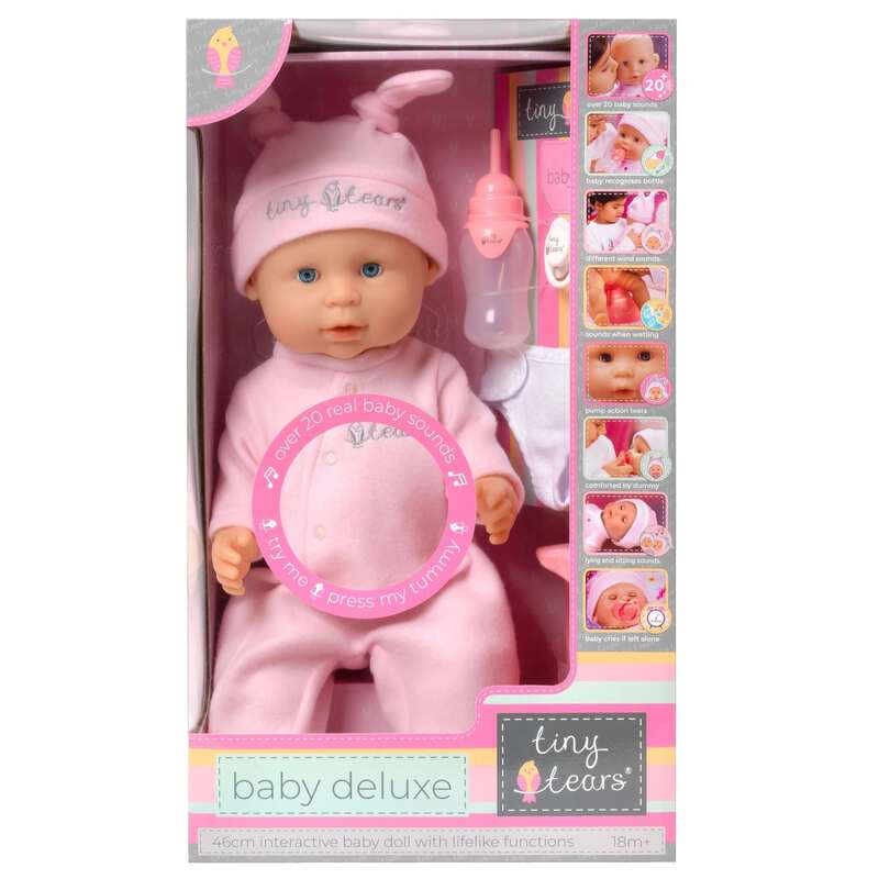 Tiny Tears Baby Deluxe – Interactive Doll with 20 Baby Sounds