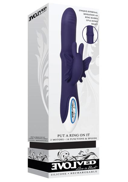 Put A Ring On It Rechargeable Silicone Vibrator with Sliding Shaft Ring |  eBay