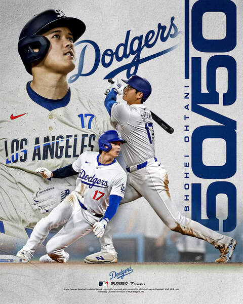Shohei Ohtani 50-50 Season Record Los Angeles Dodgers 8x10