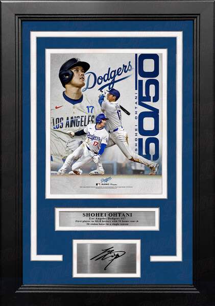 Shohei Ohtani 50-50 Season Record Dodgers 8x10 Framed Photo